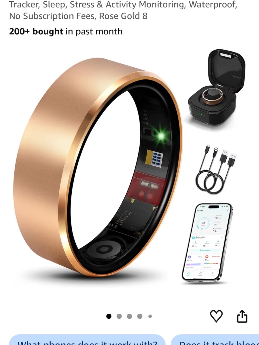 Brand new Rose Gold Smart Health & Activity Ring - Fitness Track size 8